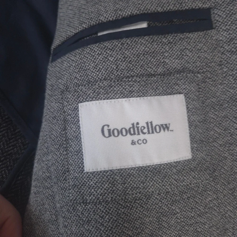 Goodfellow & Co Blazer Mens S Gray Cotton Blend Textured Surgeons Cuff Jacket